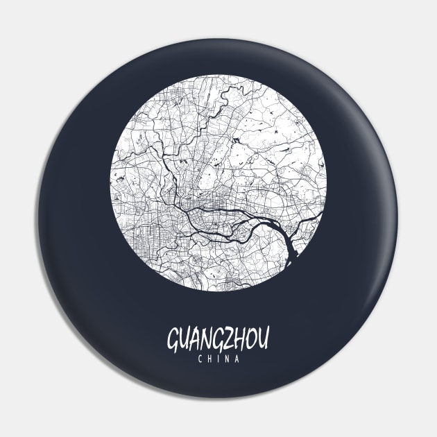 Guangzhou, Guangdong, China City Map - Full Moon Pin by deMAP Studio