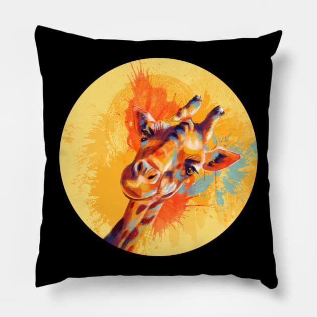 Hello Giraffe - Fun animal illustration Pillow by Flo Art Studio