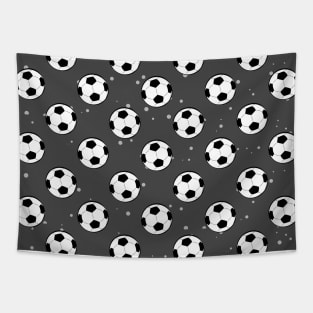 Football / Soccer Balls - Seamless Pattern on Dark Background Tapestry