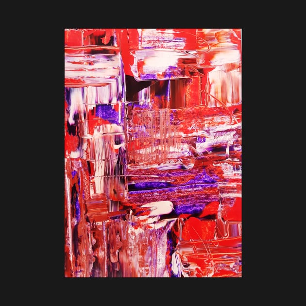 Abstract painting Red and white with a kiss of blue by SunilAngra