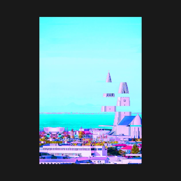 Reykjavik Iceland Hallgrimskirkja Cathedral Vaporwave Glitch Art by GLITCH.HUB