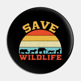 Save Wildlife Endangered Rhino Lion Elephant Tiger Gorilla Pin