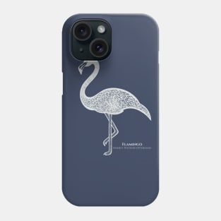 Flamingo with Common and Latin Names - line art bird design Phone Case