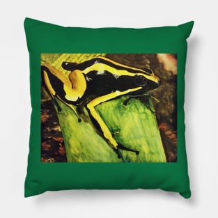 Poison Dart Arrow Frog--Black and Yellow Pillow