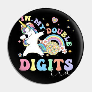 In My Double Digits Era Unicorn Birthday 10th Birthday Girl Pin