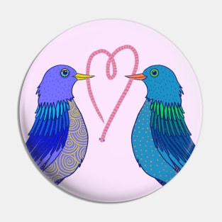 Lovely birds and worm heart Pin