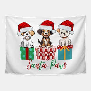 Santa Paws Christmas Puppies Tapestry