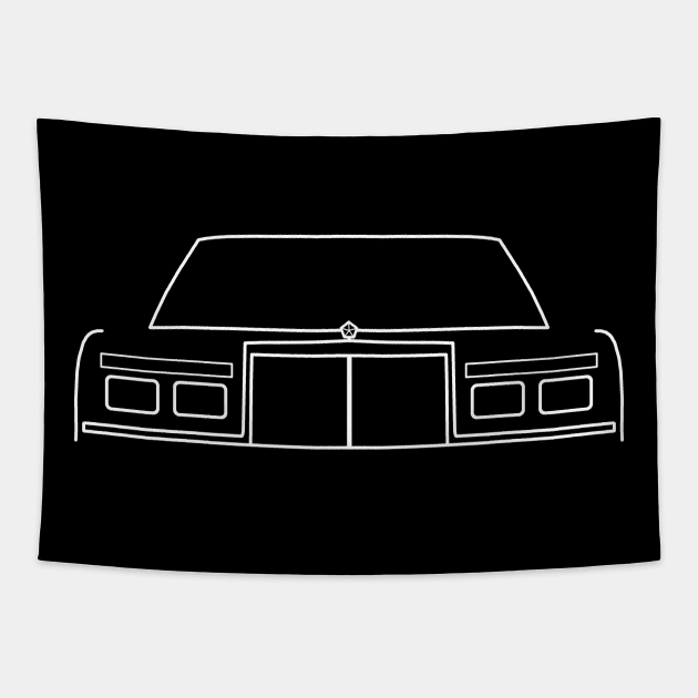 Fifth Avenue 1980s classic car outline graphic (white) Tapestry by soitwouldseem