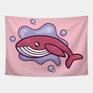 cute pink whale cartoon design Tapestry