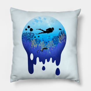 Diving The Blue Ocean Adventure Pillow