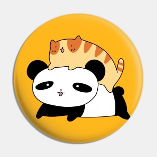 Panda and Orange Tabby Cat Pin