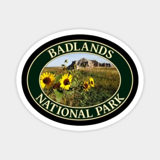 Sunflowers at Badlands National Park in South Dakota Magnet