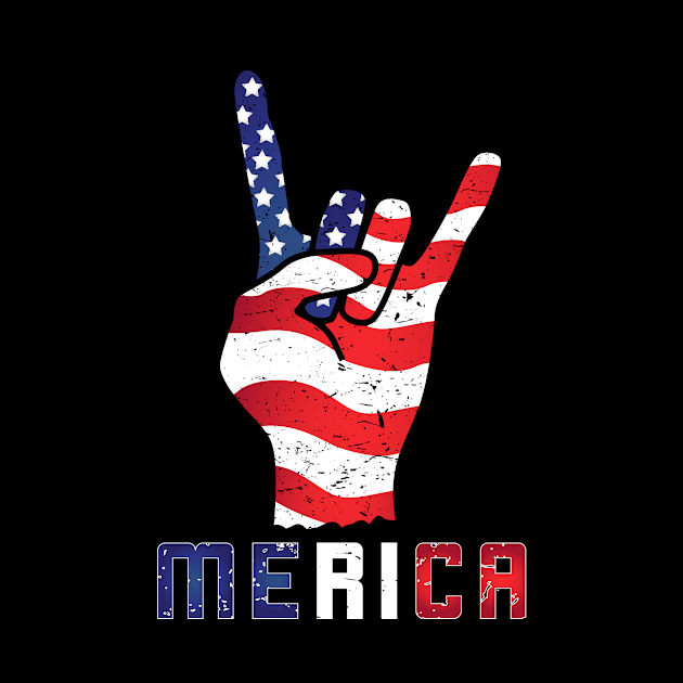 Merica Rocks USA Flag Patriotic 4th of July Gift by TheTeeBee