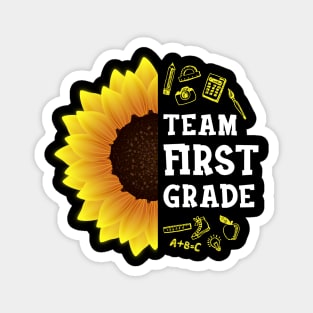 Team first Grade Shirt First Day Preschool Back to School Sunflower Gift Magnet