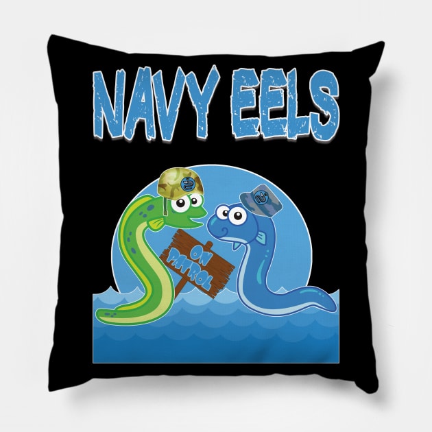 Navy Eels Pillow by RailoImage
