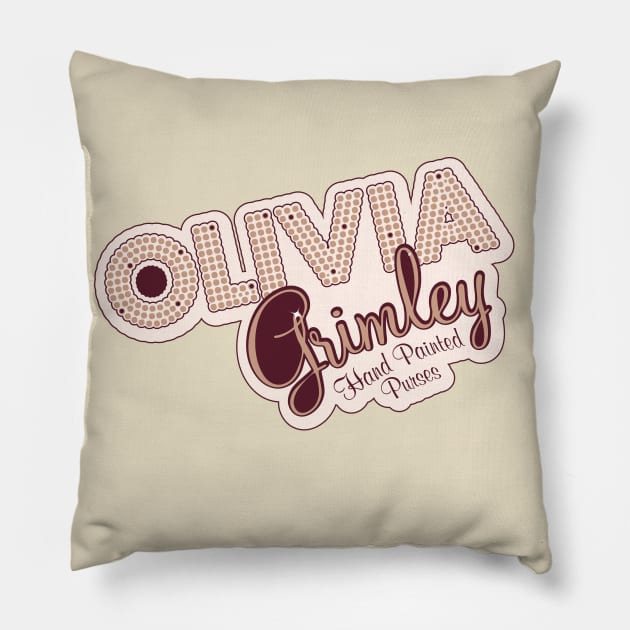 Olivia Grimley Hand Painted Purses Logo Pillow by O GRIMLEY