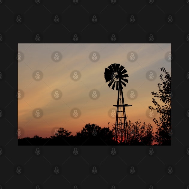 Windmill silhouette with a colorful Sunset Smokey sky by ROBERTDBROZEK