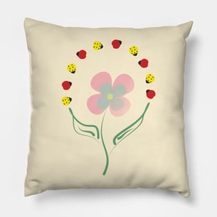 A flower juggling ladybugs Pillow