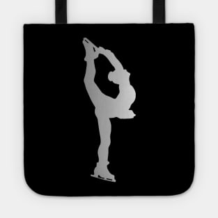 Figure Skater Silhouette in Silver Design Tote