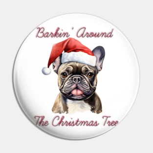 Christmas French Bulldog Dog in Santa Hat Pin