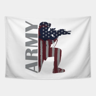 Army Painted American Flag Soldier Tapestry