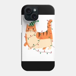 Funny Christmas Lights Ginger Cat Phone Case