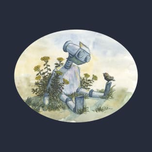 a little robot and bird - watercolor illustration T-Shirt