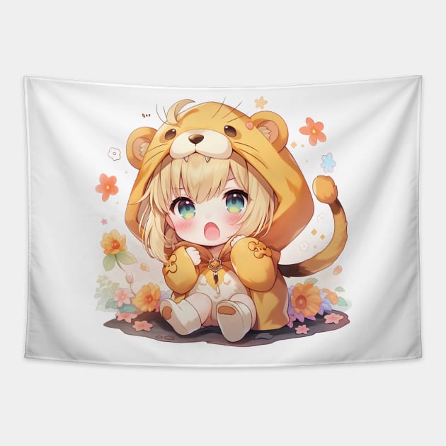 chibi saber lion outfit Tapestry by WabiSabi Wonders