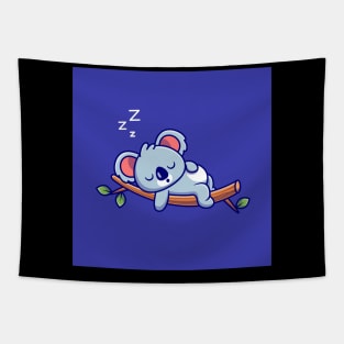 cute-koala-sleeping-tree-cartoon-animal-nature-icon-concept-isolated-flat-cartoon-style Tapestry