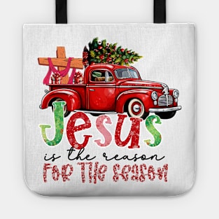 Jesus Is The Reason For The Season Christian Santa Christmas Tote