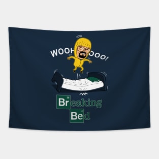 Breaking Bed Funny Cute Cartoon Parody Tapestry