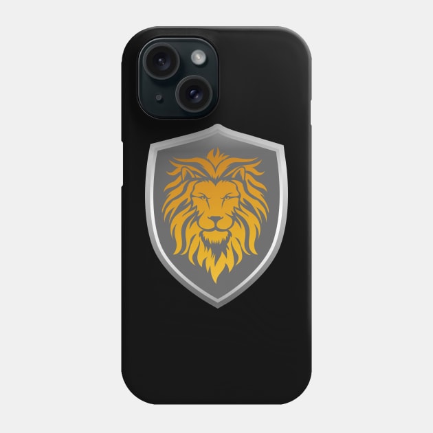 Gold Lion on Shield Phone Case by SweetPaul Entertainment 