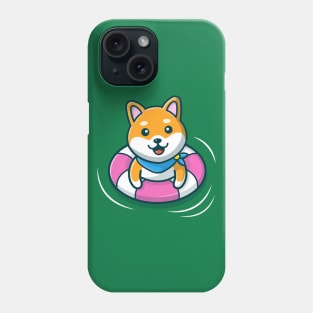 Cute Shiba Inu Dog Floating With Swimming Tires Phone Case