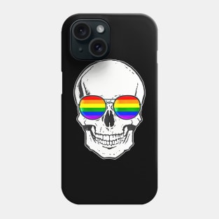 Gay Pride Lgbt Skull With Rainbow Sunglasses Phone Case