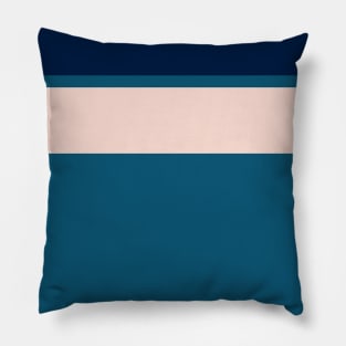 A mild patchwork of Oxford Blue, Blue Sapphire, Sea, Pale Cyan and Pale Pink stripes. Pillow