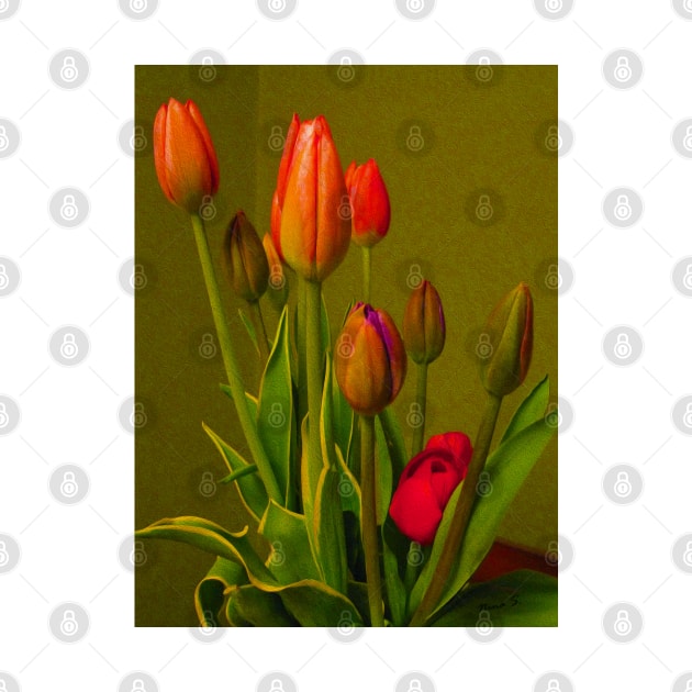 Tulips Against Green by ninasilver