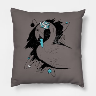 Blue Grey Swan Among The Stars Pillow