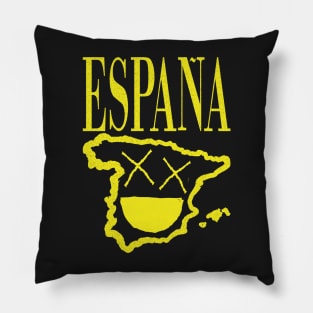 Grunge Spain Spanish X Eyes Smiling Face Yellow Pillow