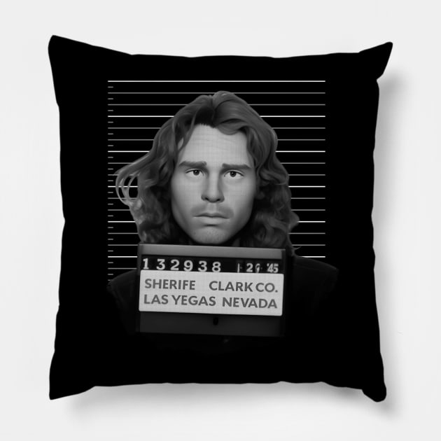 Jim Morrison mugshot cartoon Pillow by BAJAJU