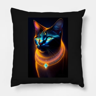 Black Cat - Modern digital art Pillow