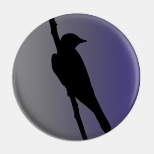 Mockingbird Silhouette on Steel Blue Pin