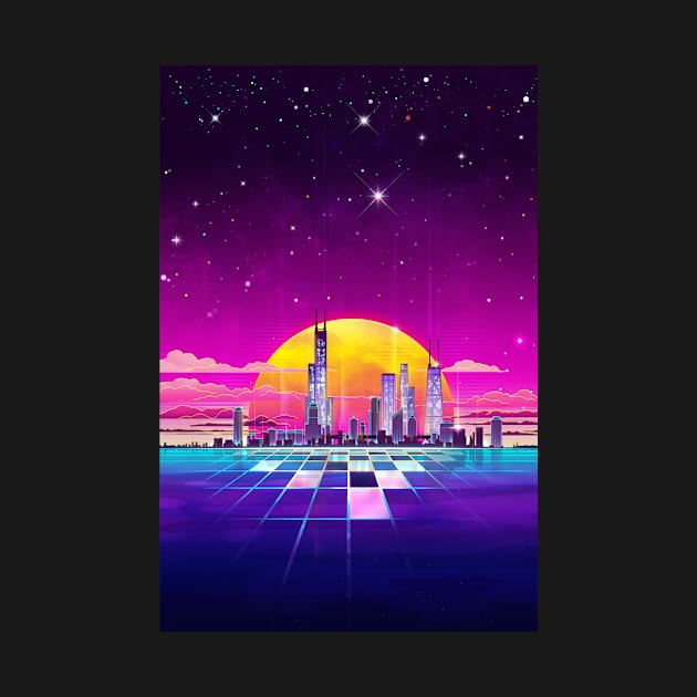 Synthwave Neon Light Chicago by forge22