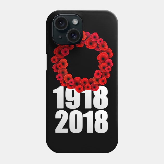 World War 1 Centennial Poppy Wreath Phone Case by SeattleDesignCompany