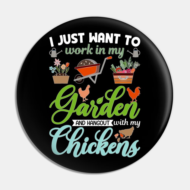 Garden And Chickens Funny Gardener Gardening Chicken Farmer Pin by Mitsue Kersting