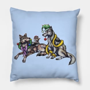 Holiday Wolves Pillow