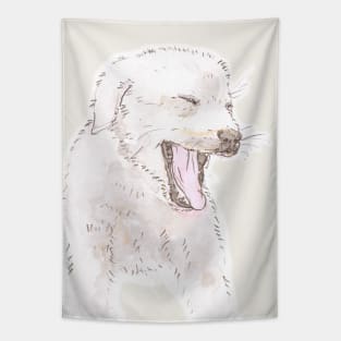 Yawning Labrador Puppy Watercolor Tapestry