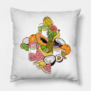 Tropical Fruit and Juice Boxes Pillow