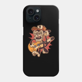 Retro Chimpanzee Guitar Player Graphic Phone Case