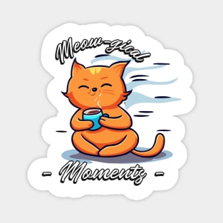 Meow-gical Moments | Cat Drinking Coffee Magnet