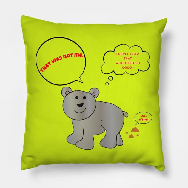 Cute Naughty Polar Bear Cub Pillow by Abby Anime